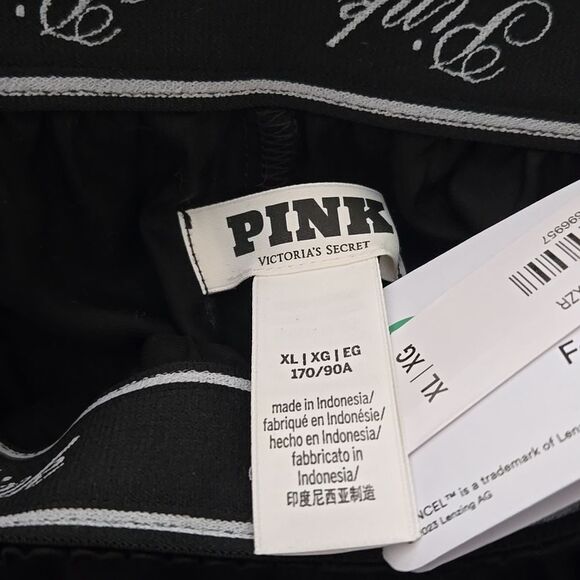 Victoria’s Secret PINK Tencel Satin Pajama Shorts XL Black Skeleton Diamante - Picture 8 of 10